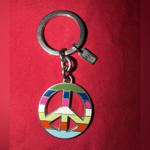 Authentic Vintage Coach Peace Sign Keychain hangtag rainbow